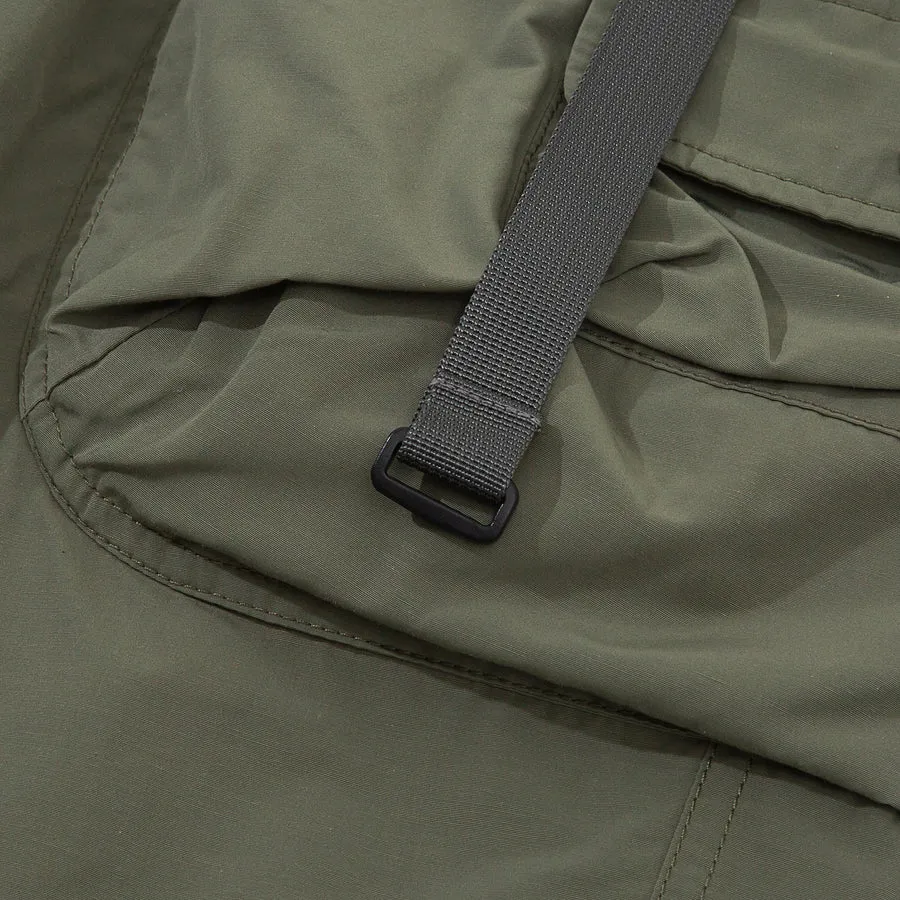 A[S]USL BELTED NYLON POCKET SHORTS-LIGHT OLIVE