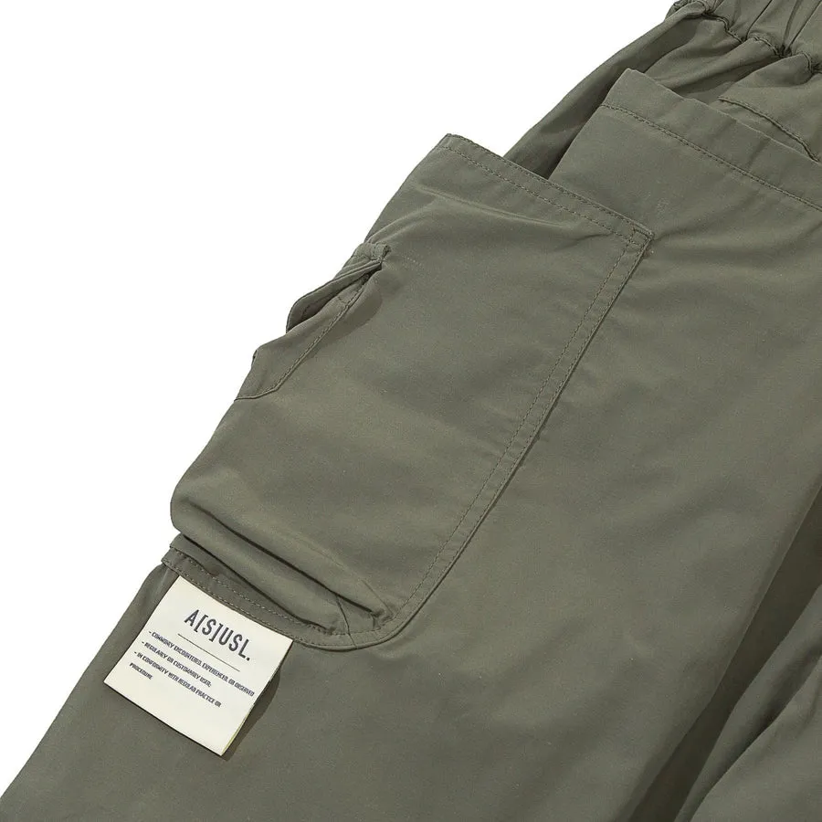 A[S]USL BELTED NYLON POCKET SHORTS-LIGHT OLIVE