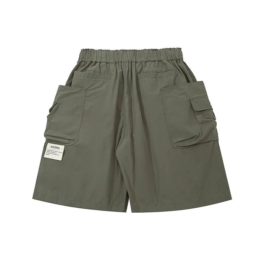 A[S]USL BELTED NYLON POCKET SHORTS-LIGHT OLIVE