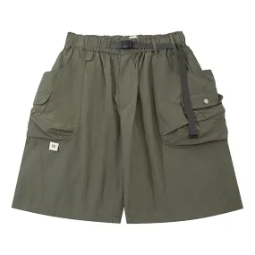 A[S]USL BELTED NYLON POCKET SHORTS-LIGHT OLIVE