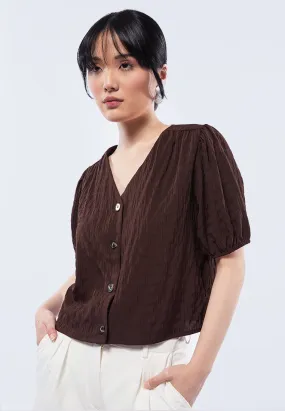 Balloon Sleeve Crop Blouse