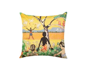 Boy with Birds - Cotton Cushion Cover