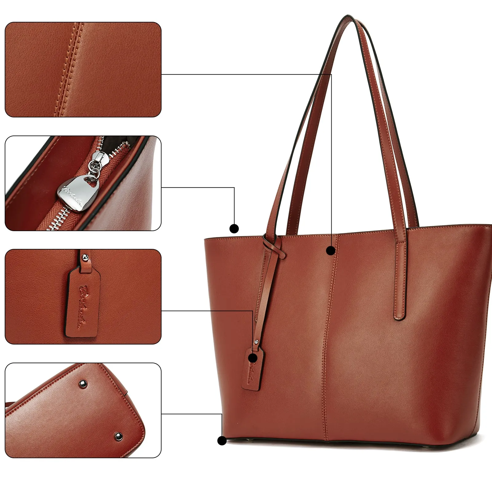 Carol Leather Work Tote 16''