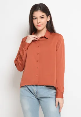 Cropped satin shirt