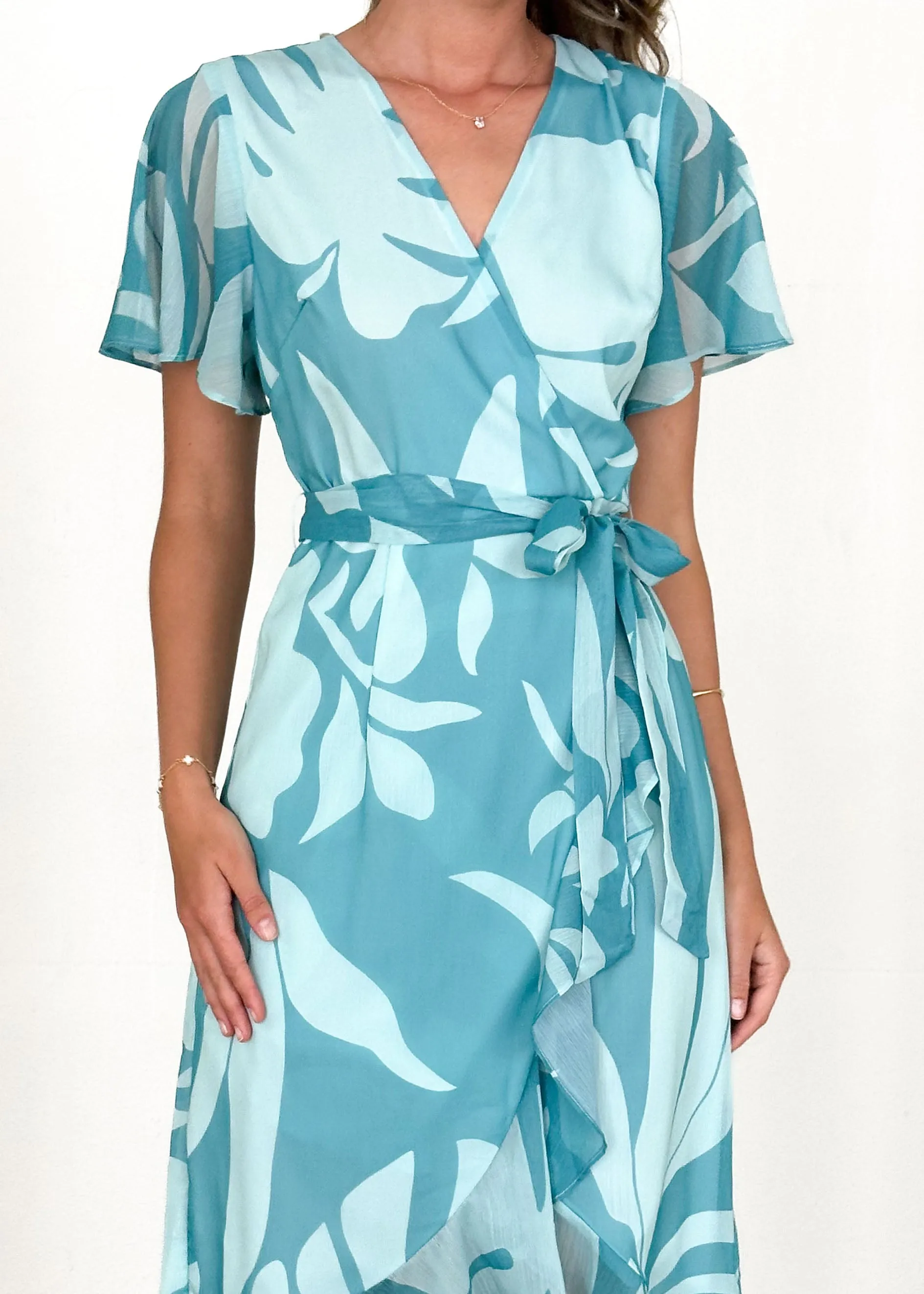 Daisy Midi Dress - Teal Floral