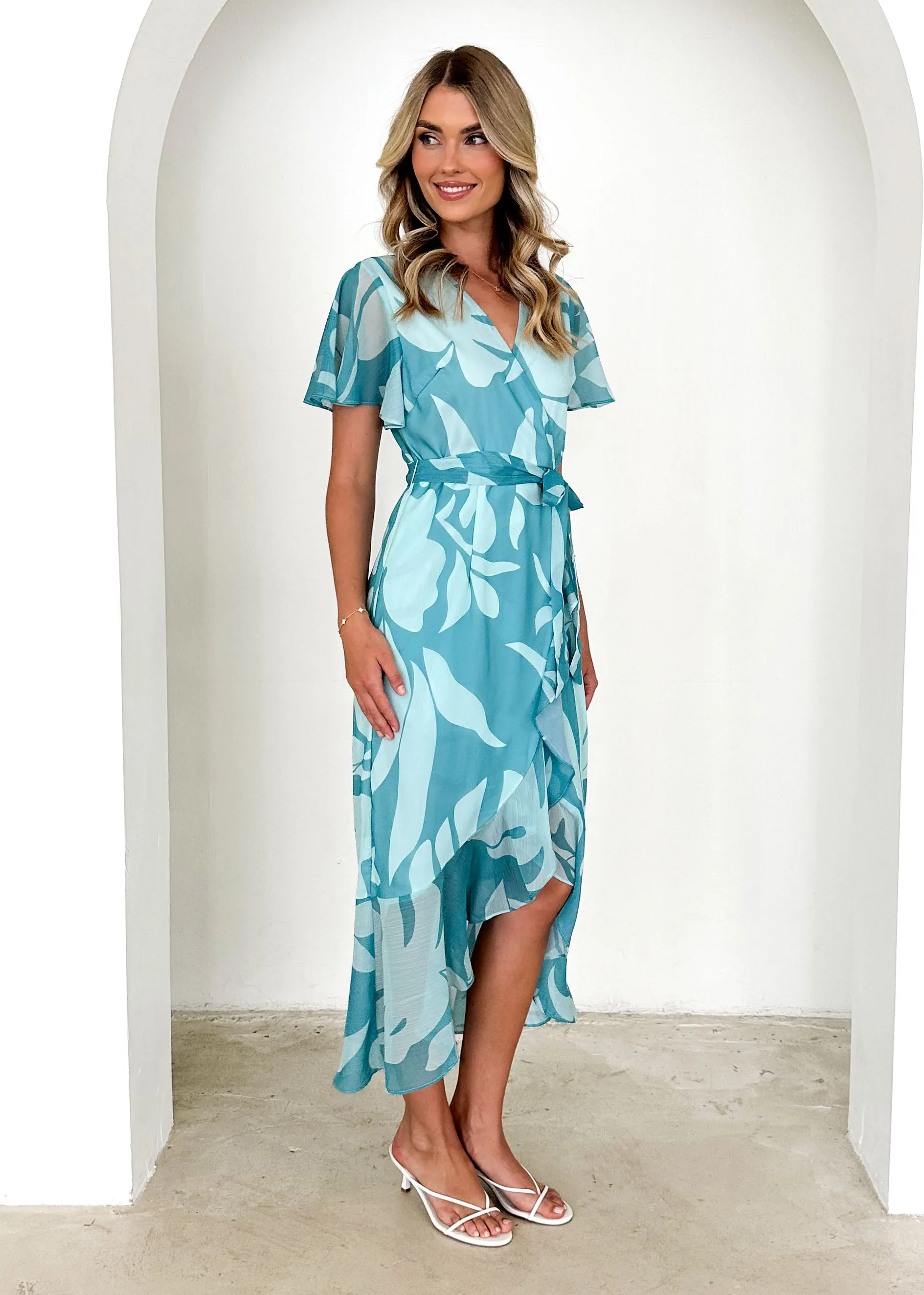 Daisy Midi Dress - Teal Floral