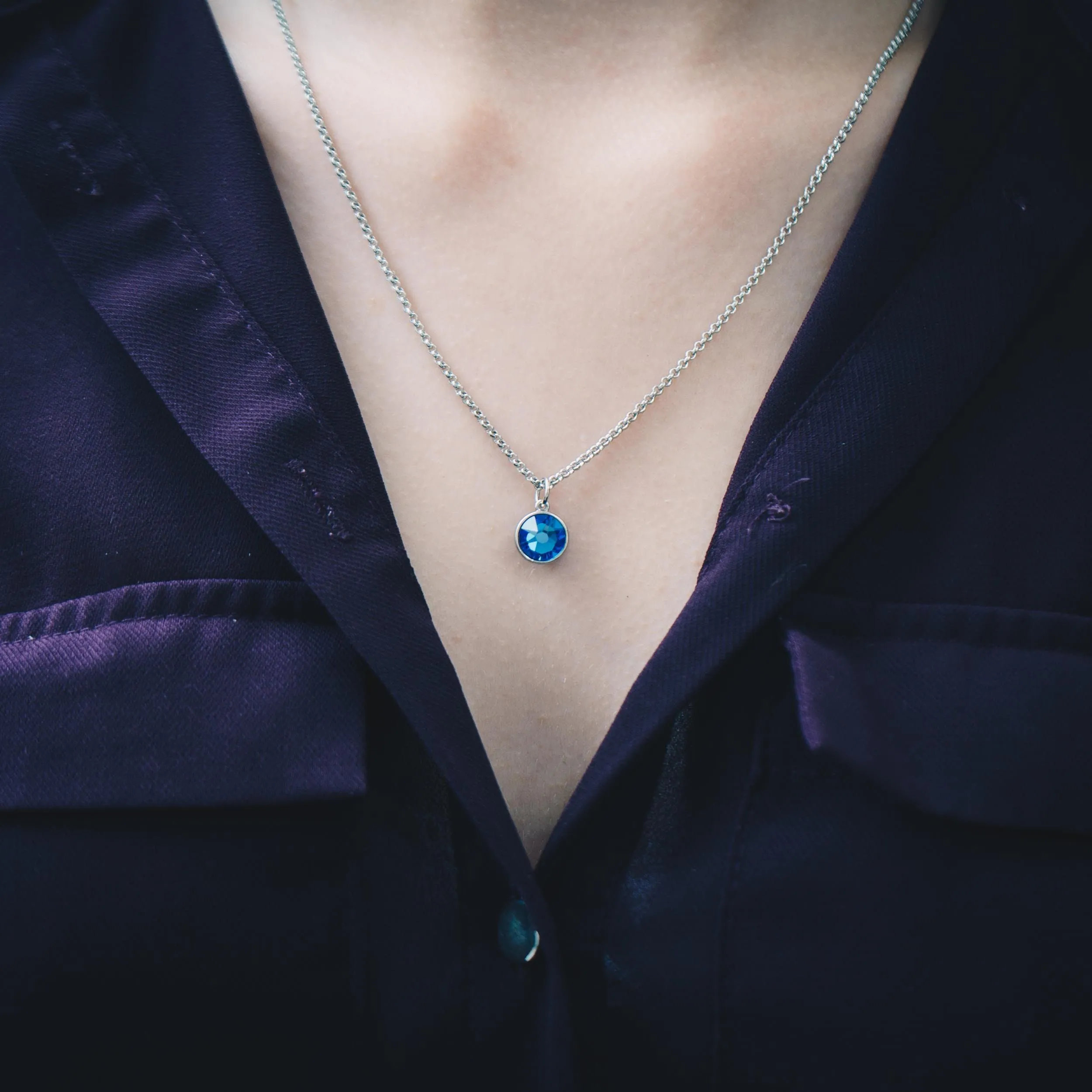 Dark Blue Crystal Necklace Created with Zircondia® Crystals