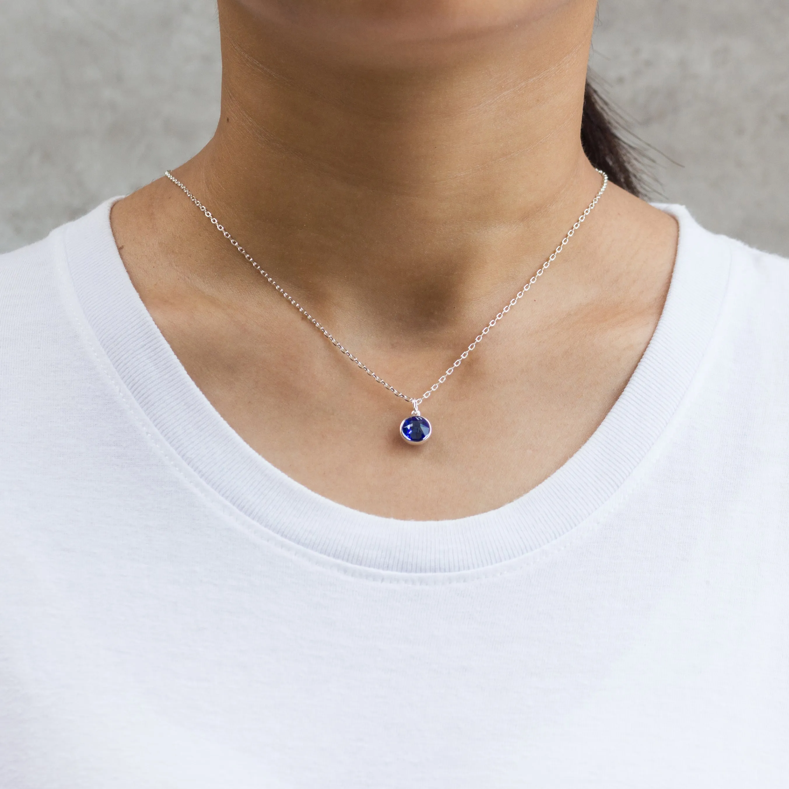 Dark Blue Crystal Necklace Created with Zircondia® Crystals