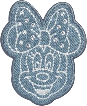 Denim Minnie Mouse Face Patch