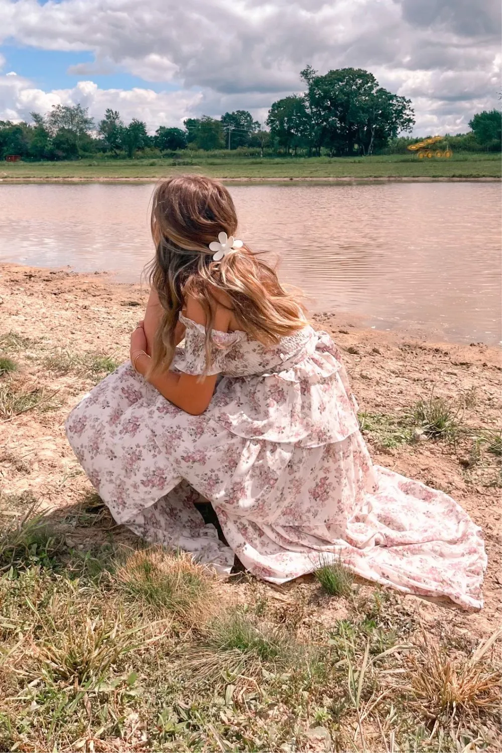 Elegant Romance Unveiled | Cream Floral Print Maxi Dress with Tiered Ruffles