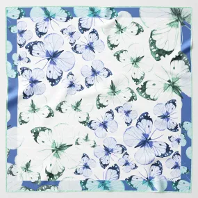 Farfalla - Hand Rolled Silk Foulard - Aquamarine