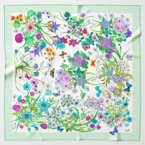 Flora - Hand Rolled Silk Foulard - Mint