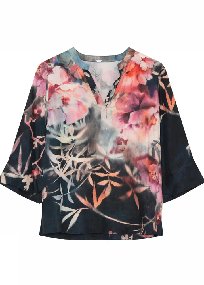 Gustav Nemoi Navy/Pink V-Neck Blouse