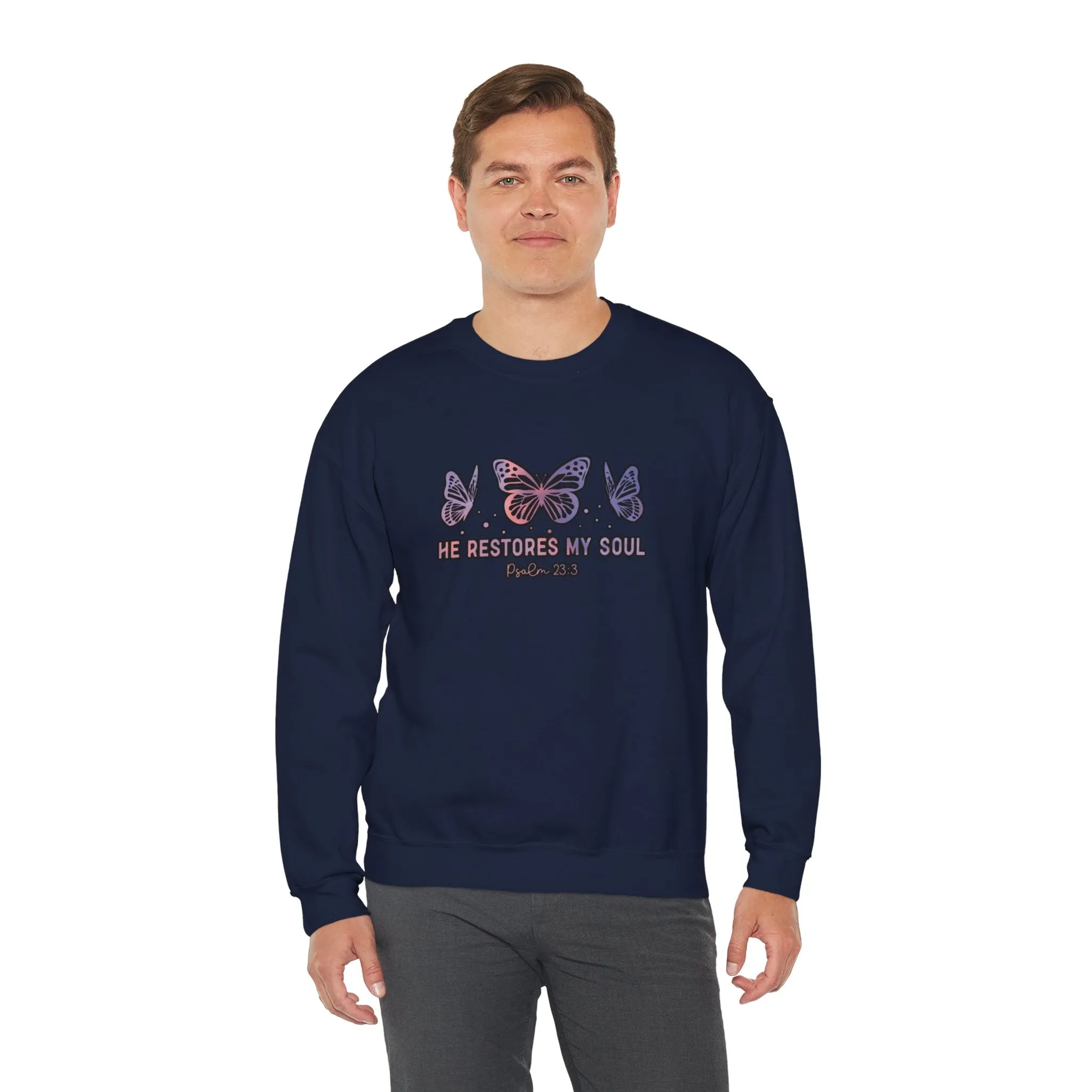 He Restores Faith Unisex Heavy Blend™ Crewneck Sweatshirt