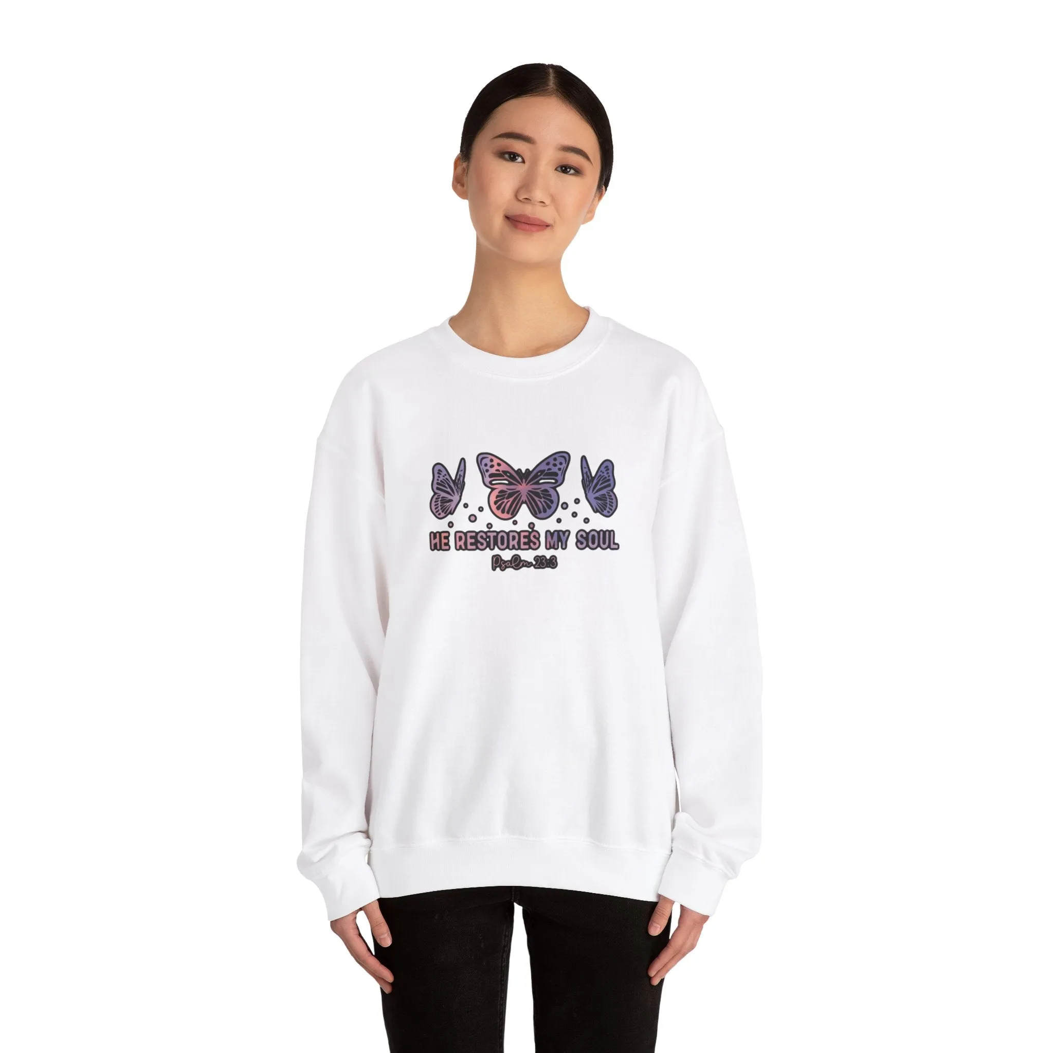 He Restores Faith Unisex Heavy Blend™ Crewneck Sweatshirt