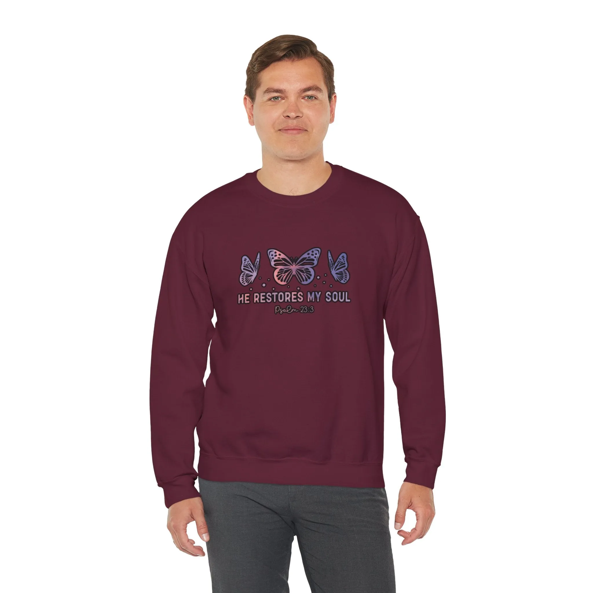 He Restores Faith Unisex Heavy Blend™ Crewneck Sweatshirt