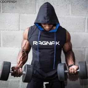 Men cotton sleeveless Hoodies Sweatshirts male Gyms fitness Bodybuilding Hooded Vest  Brand clothing Casual fashion tops 2018