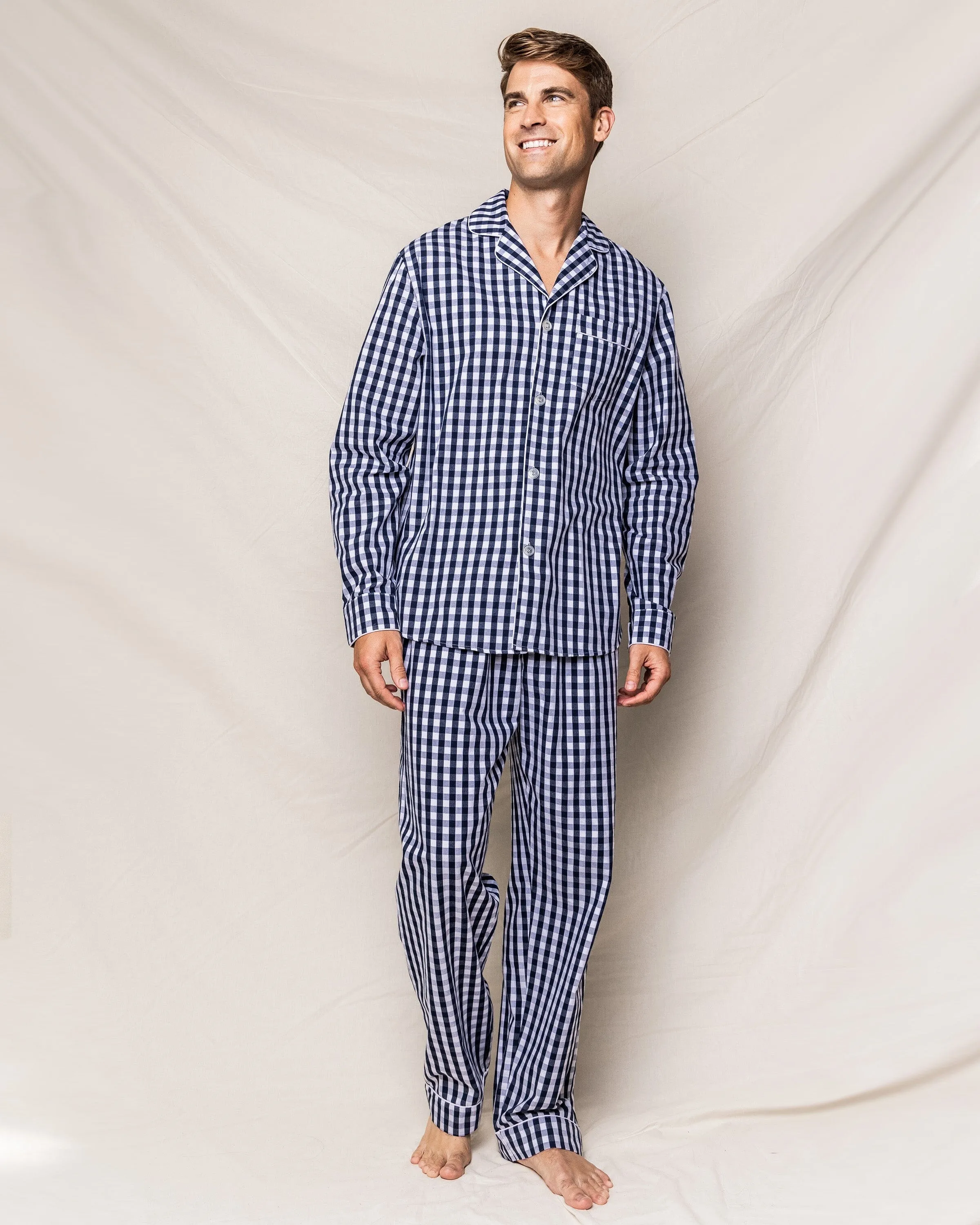 Men's Twill Pajama Set | Navy Gingham