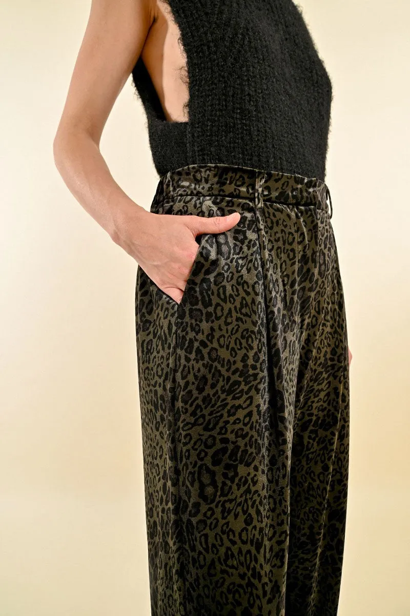 Molly Bracken Animal Print Velvet Trousers