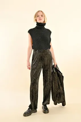 Molly Bracken Animal Print Velvet Trousers