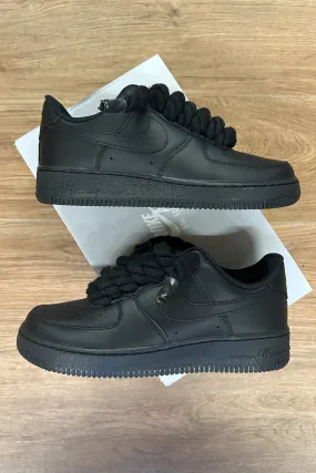 NIKE AIR FORCE 1 BLACK ROPE LACES