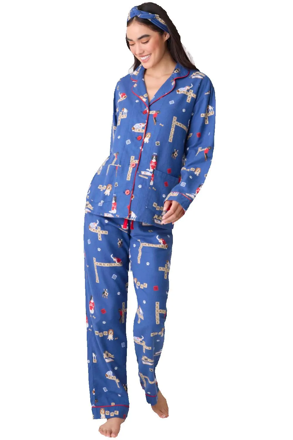 PJ Salvage Love Leo Dog Rescue Cozy Flannel PJ Set, Dark Denim (RDLOPJ-F24)