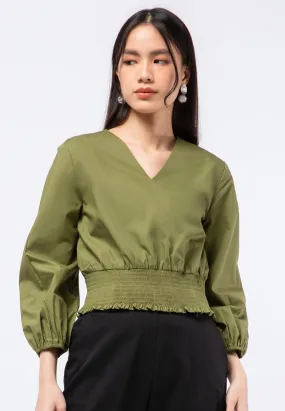 Puff Sleeve Crop Blouse