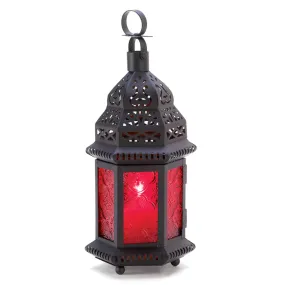 Red Glass Moroccan Candle Lantern