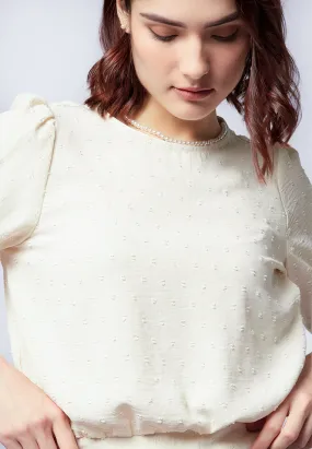 Round Neck Puff Sleeve Blouse