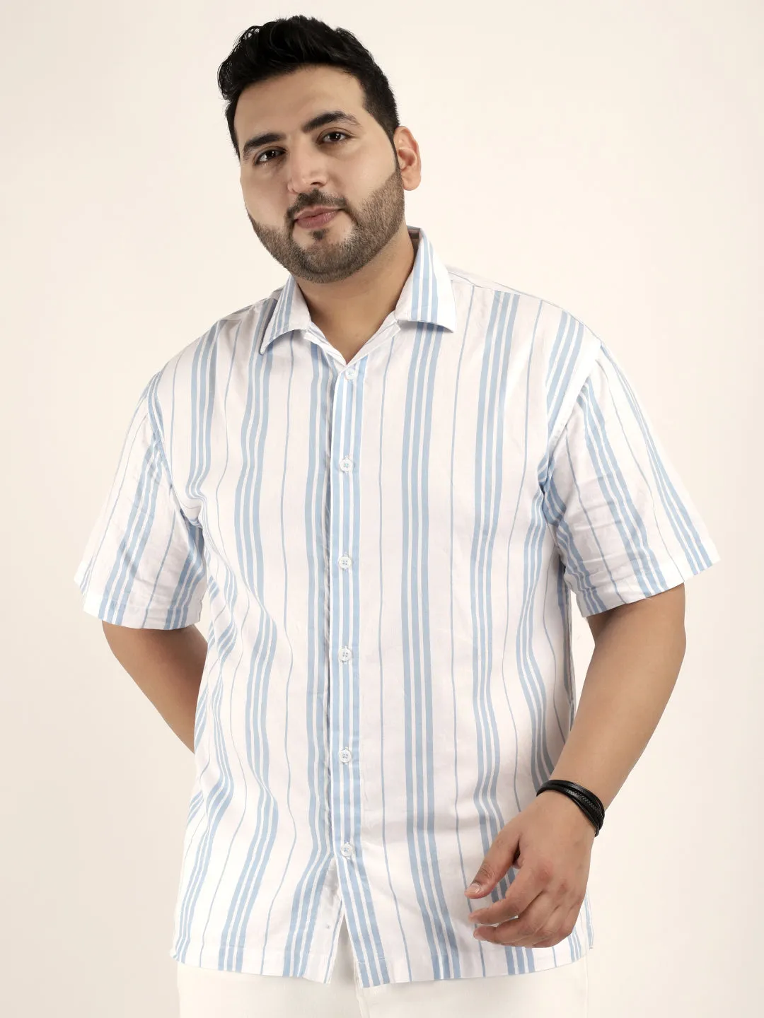 Venis White Strips half sleeve Shirt